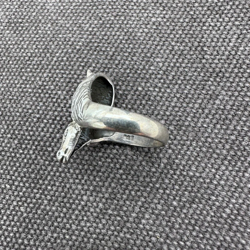 925 Sterling Silver‎ Mare & Foal Statement Ring Size 6.5 Equestrian Western